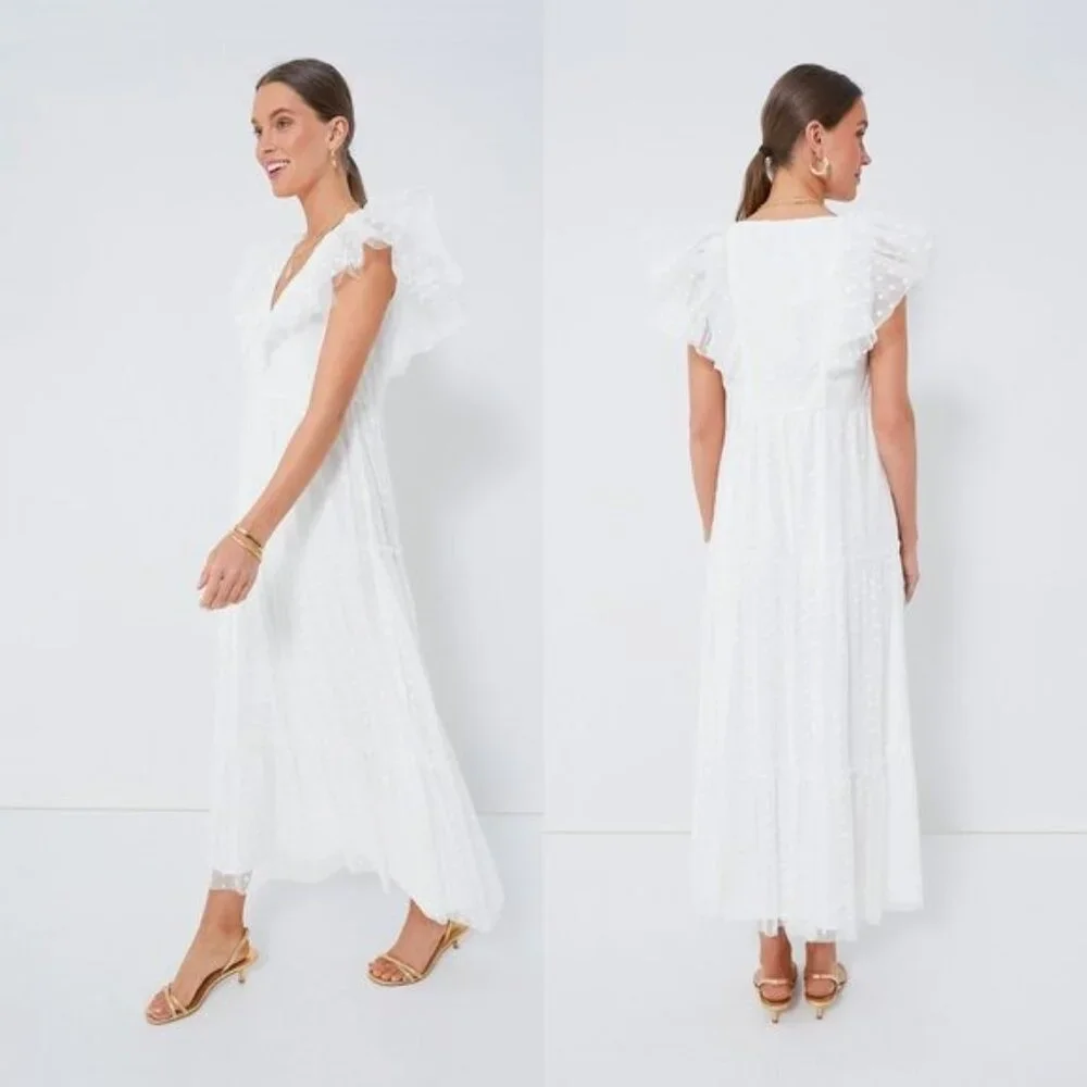 Tuckernuck | NEW White Onyx Tulle Giselle Formal Embroidered Maxi Gown Size S